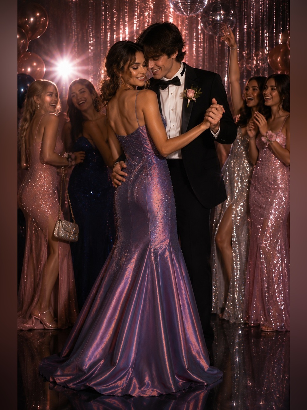 Y2K Jovani Prom Gown 02/03 | Iridescent Copper Purple Beaded Mermaid | Size 4 - Picture 2 of 10